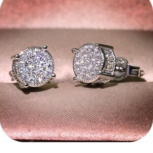 18K White Gold plated womens earrings Square cut cubic zirconia Factory Diamonds
